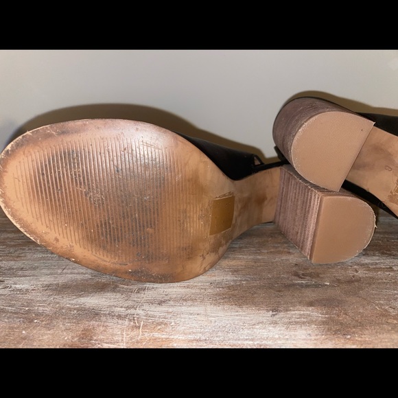 Madewell Black Leather Peep Toe Heels - Picture 4 of 4